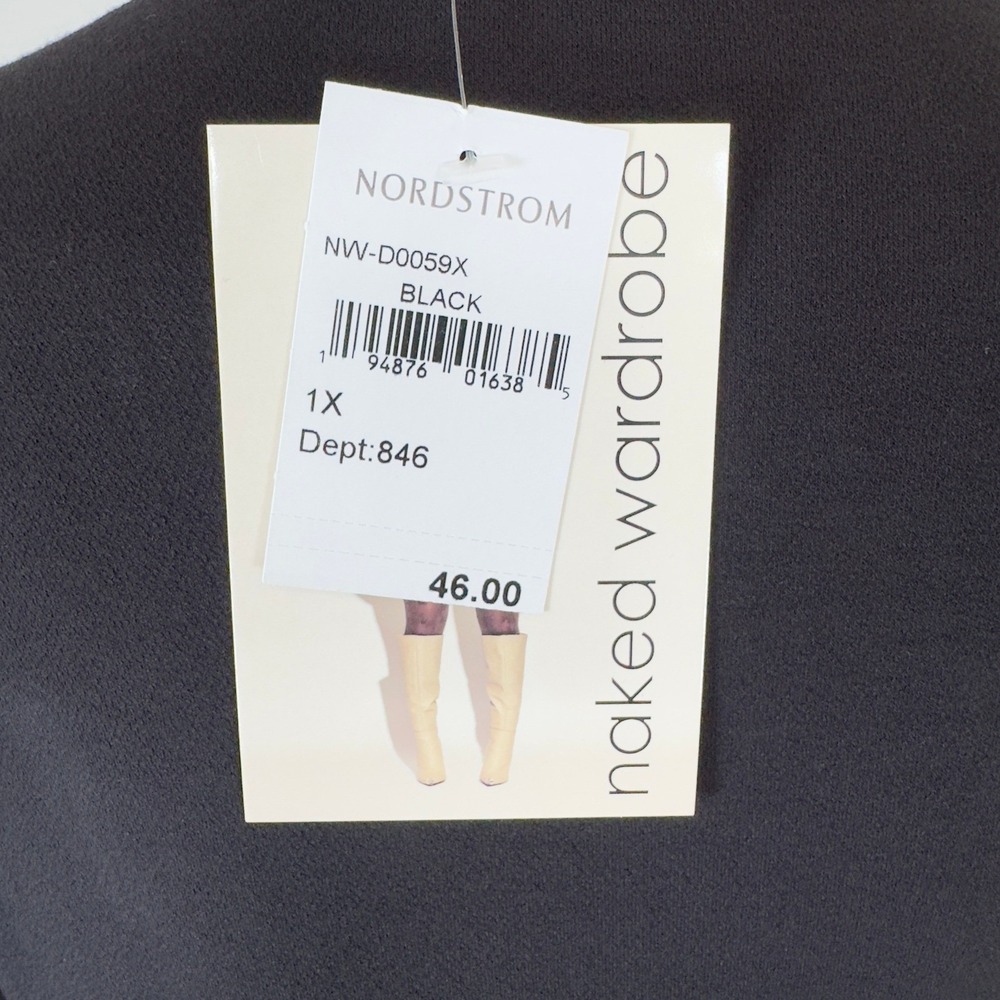 Naked Wardrobe Black Mock Neck Long Sleeve Bodycon Mini Dress 1X NW-D0059X - Picture 4 of 11